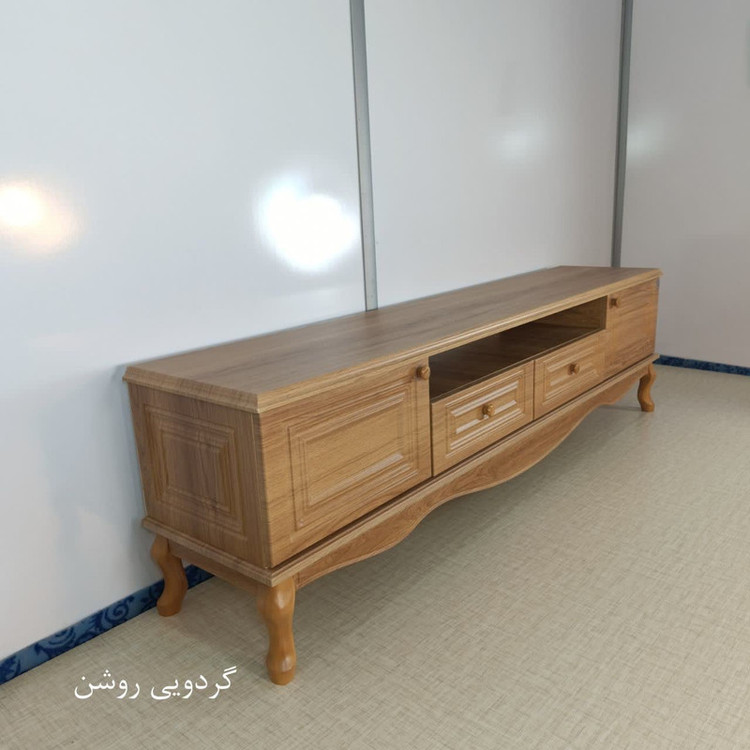 میز تلویزیون آرچین چوب مدل کلاسیک پایه چوبی مناسب برای تلویزیون تا 75 اینچ