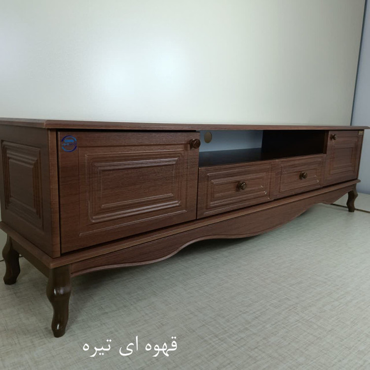 میز تلویزیون آرچین چوب مدل کلاسیک پایه چوبی مناسب برای تلویزیون تا 75 اینچ