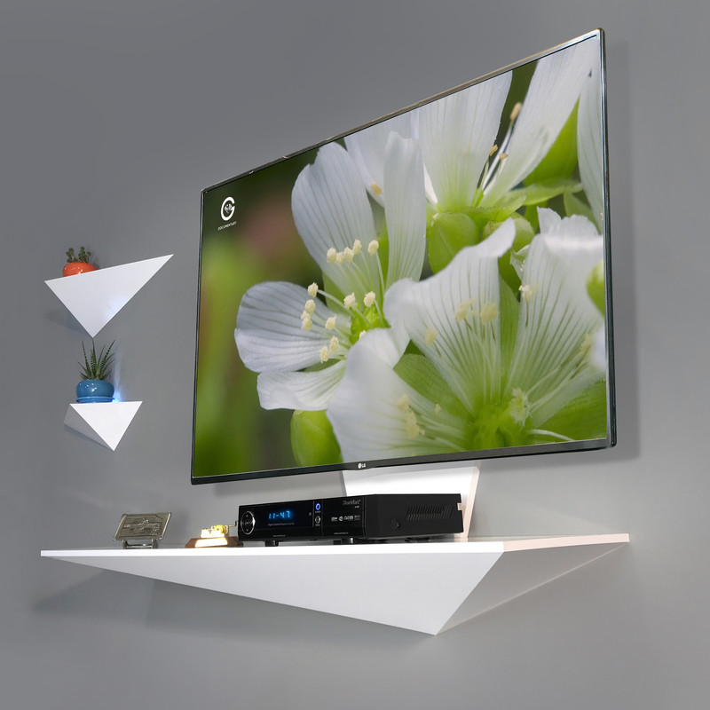 میز تلویزیون دیواری راهپود مدل نیلوفر A113 به همراه طبقه دیواری